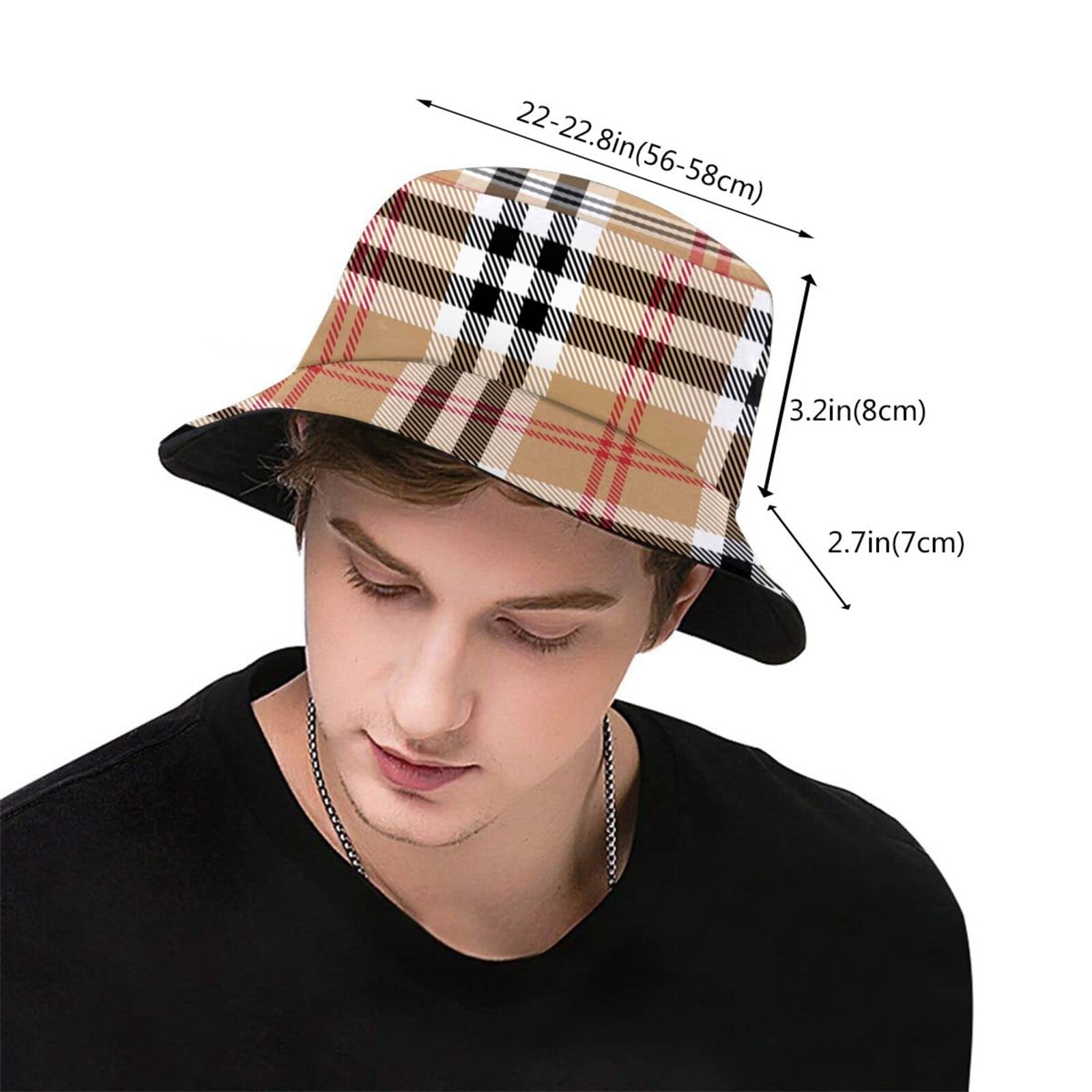 Classic Tartan Print Bucket Hat Sun Protection Packable Plaid Hat Summer Hat Unisex Outdoor Travel Fashion Comfortable for Women Men