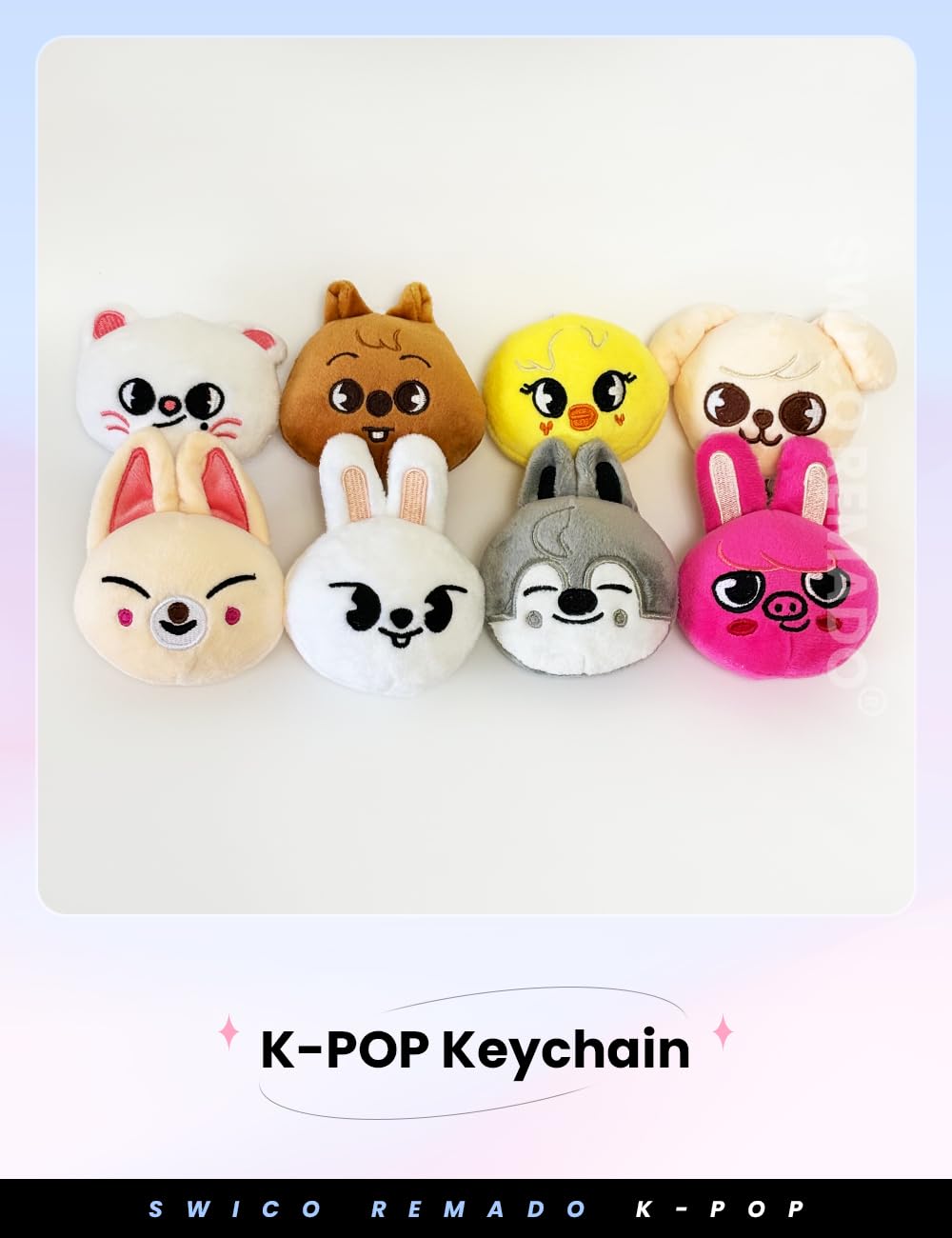 Swico Remado Kpop SKZ Keychains Cute Cartoon Keyring Car Key Pendant Women Handbag Wallet Pendants