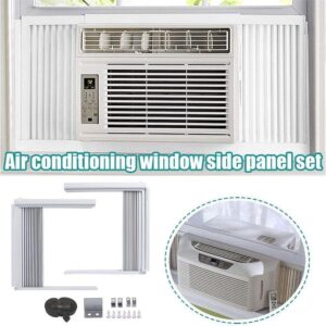 DIDnDID Window Air Conditioner Side Panels with Frame, Room AC Accordion Filler Curtain Kit Replacement, Adjustable Insulation AC Side Panel Include Frames