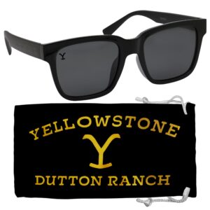 yellowstone black frame sunglasses - inspired by your favorite characters from dutton ranch - stylish eyewear for outdoor adventures - black square sunglasses for men & women - branded soft case