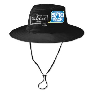 Custom Embroidered Bucket Hat Design Your Own Logo Personalized Embroidered Summer Sun Hat Black