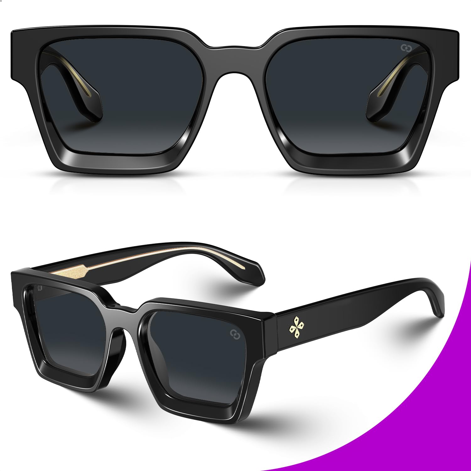 VISOONE Fashion 100% UV400 Protection Rectangle TR90 Y2K Sunglasses Accessories for Women Men RIVER