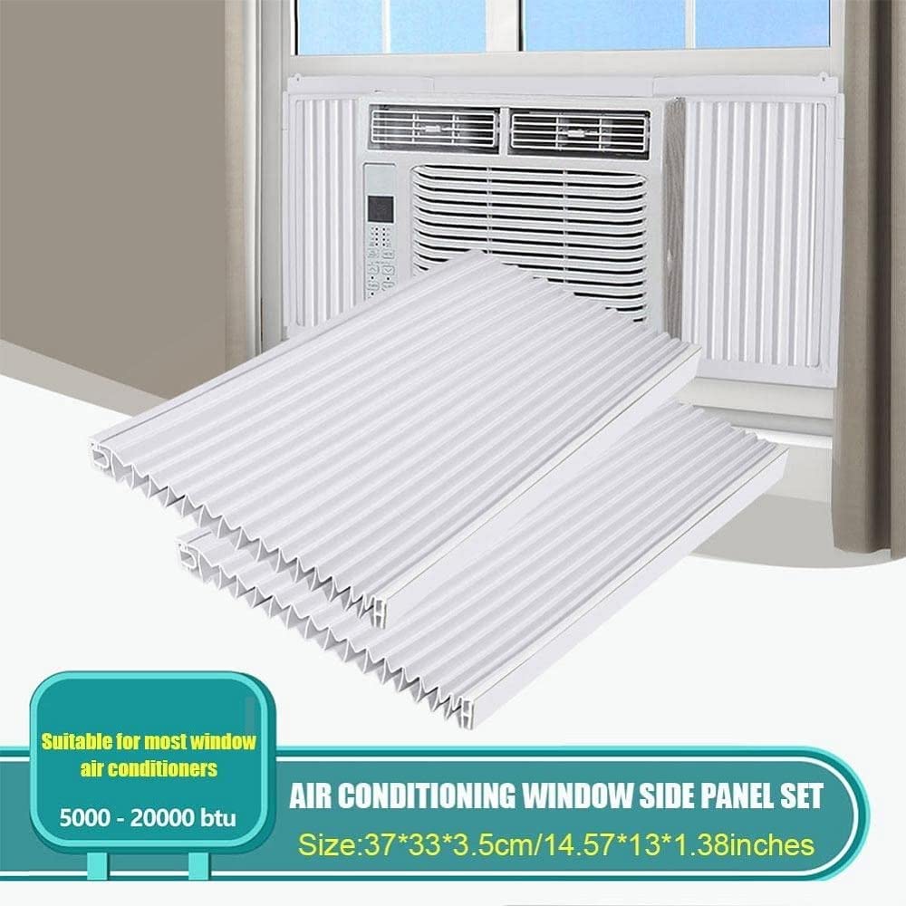 DIDnDID Window Air Conditioner Side Panels with Frame, Room AC Accordion Filler Curtain Kit Replacement, Adjustable Insulation AC Side Panel Include Frames