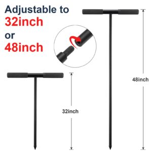 Soil Probe Rod, 48 Inch Metal Septic Tank Locator Tool, Ground Probe Rod for Soil Compaction, Locating Underground Pipes and Gopher Runs, Gardening