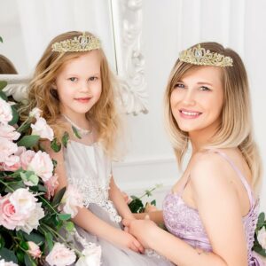 Gold Crown, Crystal Tiaras Rhinestone Headbands for Women Happy Birthday Princess Crown with Combs Elegant Headdress Decorations for Christmas Bridal Wedding Prom Party Costumes Gifts