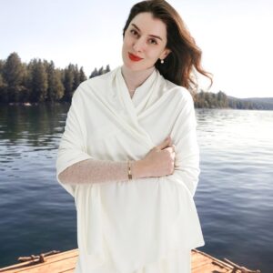 Travel Scarf for Women, Travel Accessory for Airplane, Travel Shawl Wrap Premium Soft Airplane Blanket-Gift Box Included-Cream