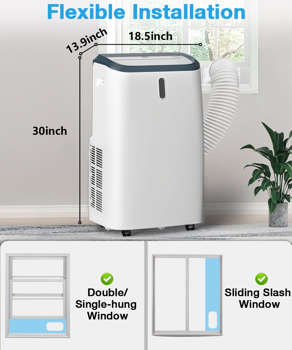 Joy Pebble Portable Air Conditioner 12000 BTU,Portable AC Unit for Room Cools up to 550 Sq.ft,Air Conditioner Portable 3-IN-ONE for Cooling&Dehumidifier&Fan,With Remote Control,24Hrs Timer,3 Fan Speed