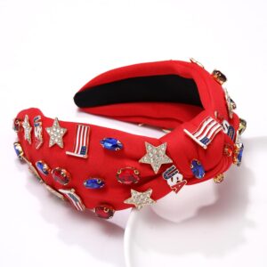 4 th of July Headband for Women American Flag Knottted Headband Star USA Charm Fourth of July Patriotic Headband Red White and Blue Headband Accessories Gift