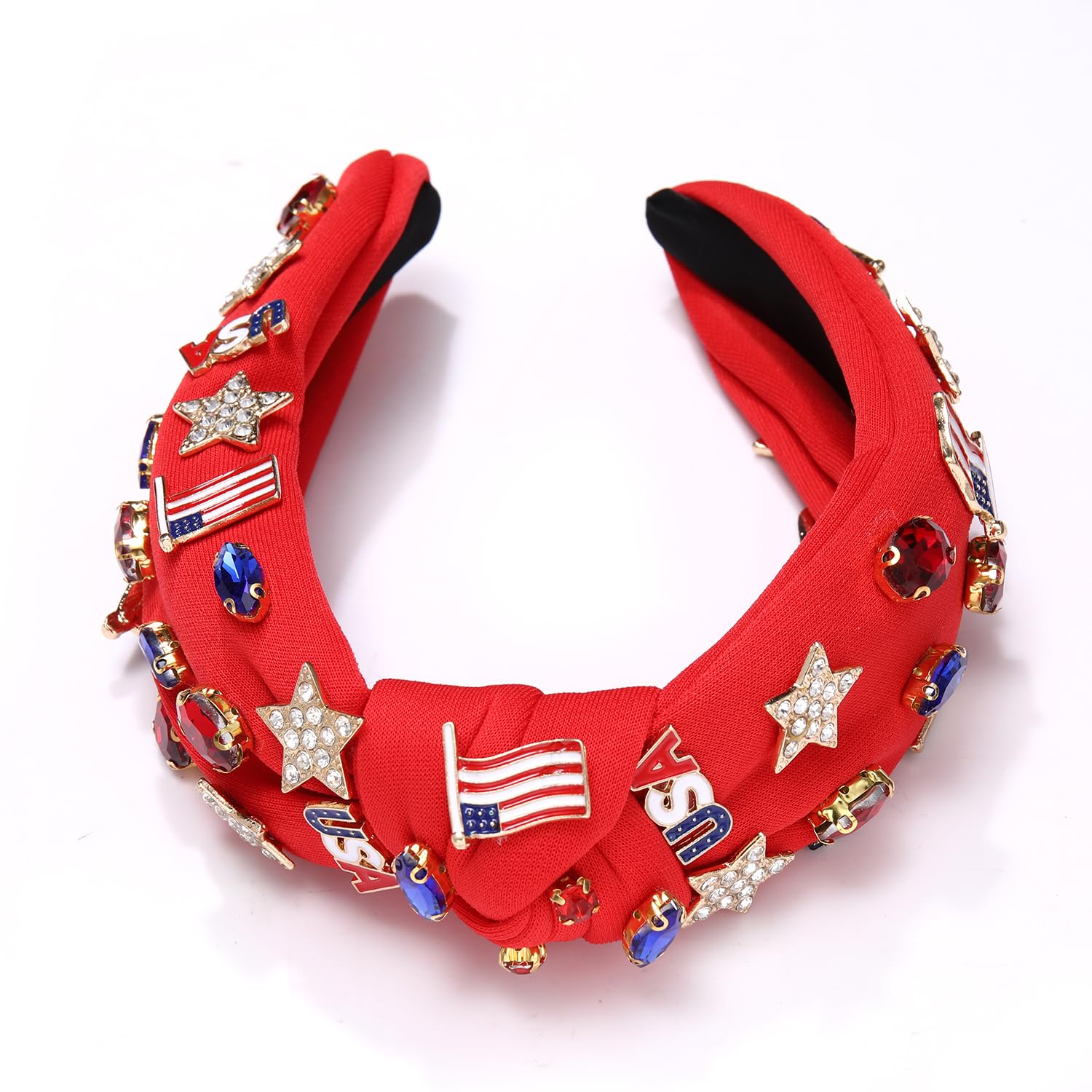 4 th of July Headband for Women American Flag Knottted Headband Star USA Charm Fourth of July Patriotic Headband Red White and Blue Headband Accessories Gift