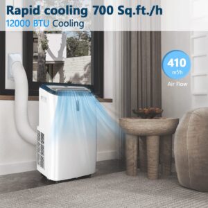 Joy Pebble Portable Air Conditioner 12000 BTU,Portable AC Unit for Room Cools up to 550 Sq.ft,Air Conditioner Portable 3-IN-ONE for Cooling&Dehumidifier&Fan,With Remote Control,24Hrs Timer,3 Fan Speed