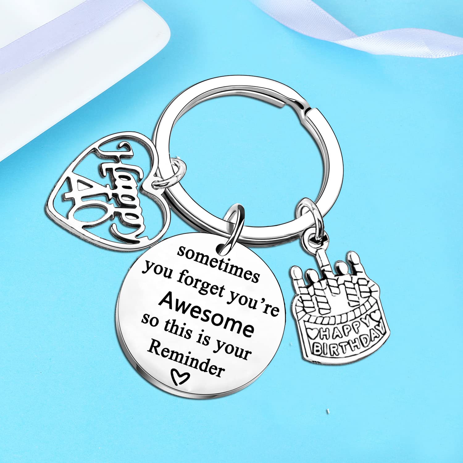 Nimteve 40th Birthday keyring Gift Birthday Keychain Birthday Gifts for Friends Inspirational Birthday Gifts for Women Men (40th birthday gift)