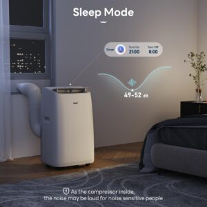 DuraComfort Portable Air Conditioner, 12000 BTU(ASHRAE) /8150 BTU (SACC) Smart AC Unit, Built-in Dehumidifier and Fan Modes, Mobile App, Cools up to 350 Sq.Ft, White