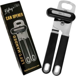 lefty’s left handed can opener - premium design black heavy duty stainless steel - easy to turn sharp blade - smooth edge - great gift for left-handed people, adults, men and women