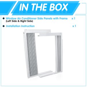 Air Jade Window Air Conditioner Side Panels with Frame, Window AC Side Panel Set for 10,000 Btu Units, Room Air Conditioner Accordion Filler Curtain Replacement Kit