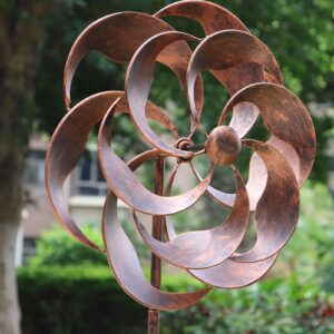 LERFUGI 360 Degrees Metal Swivel Classical Wind Spinner Willow Leaves for Patio Lawn Outdoor Yard Lawn Garden