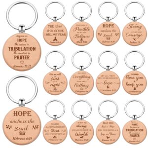 Siifert 60 Pcs Christian Keychain Bulk Religious Bible Verse Inspirational Wooden Quotes Keychain for Women Men Church(Vivid Style)