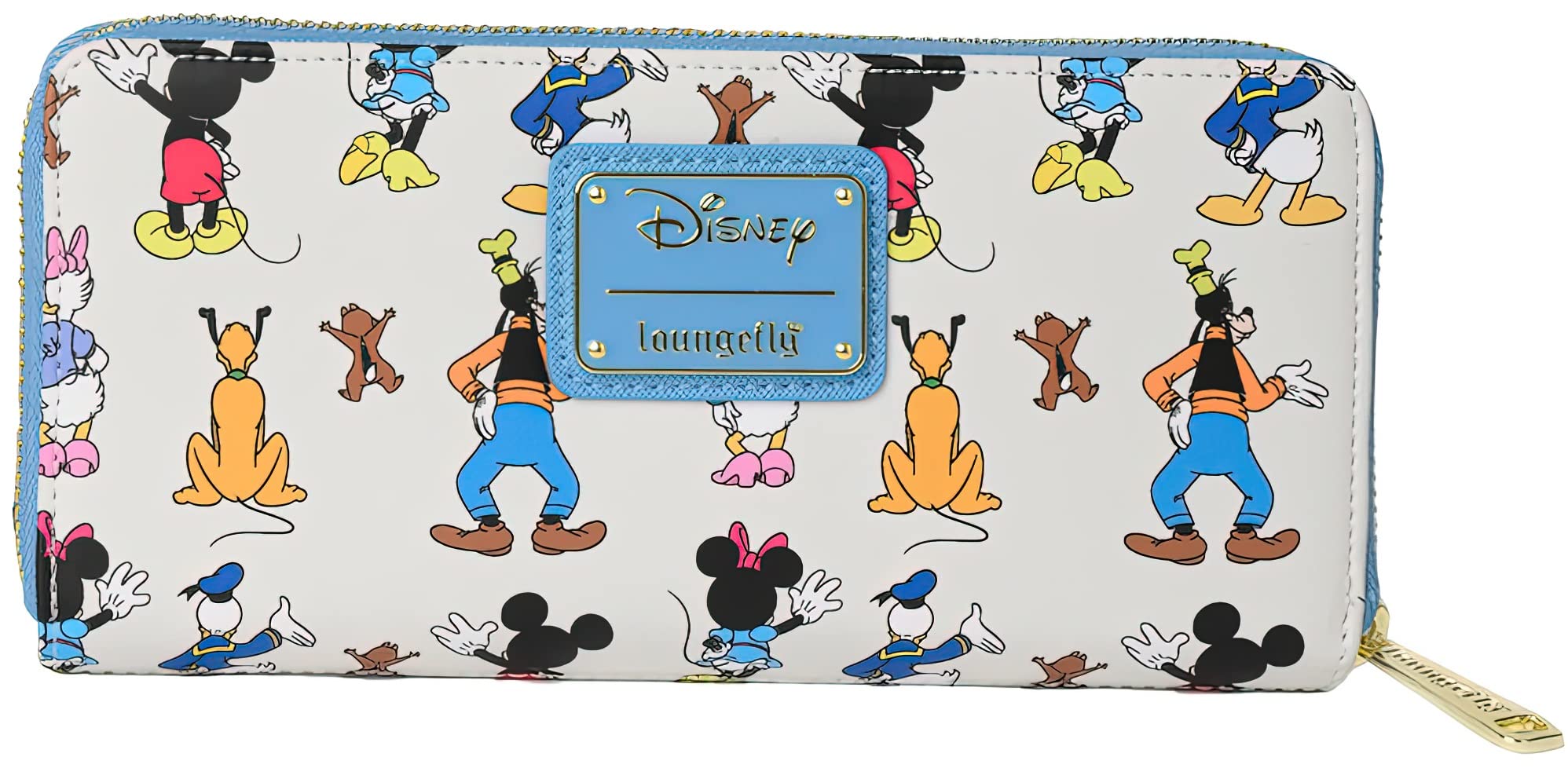 Loungefly Disney Wallet Mickey Mouse Friends Forward & Backward Print Zip Clutch