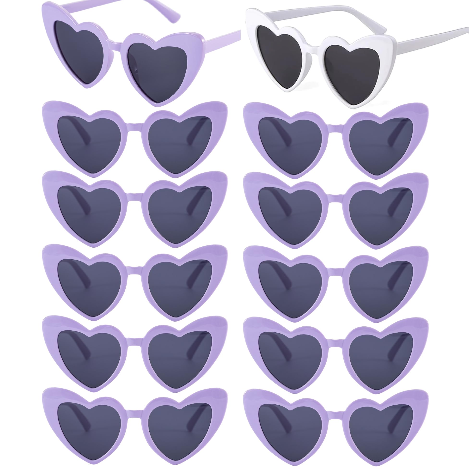 Bachelorette Party Favor Sunglasses 12 Pack,Retro Cat Eye Heart Sunglasses for Women,Bachelorette Wedding Party Photography props Bridesmaid Proposal Gifts (Purple)