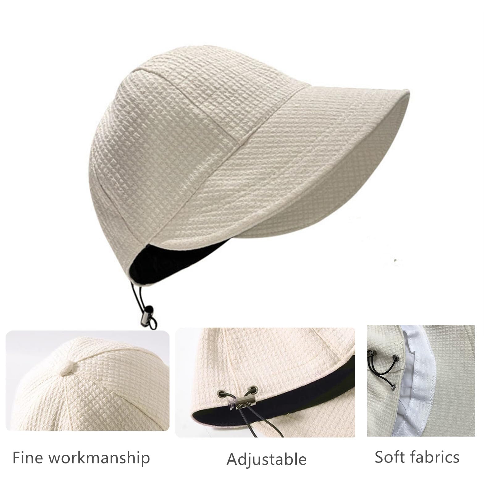 2024 New Womens Sun Hats Women's Outdoor UV-Protection-Foldable Beach Hats,Wide Brim Summer Fisherman's Caps UPF 50+ Beige