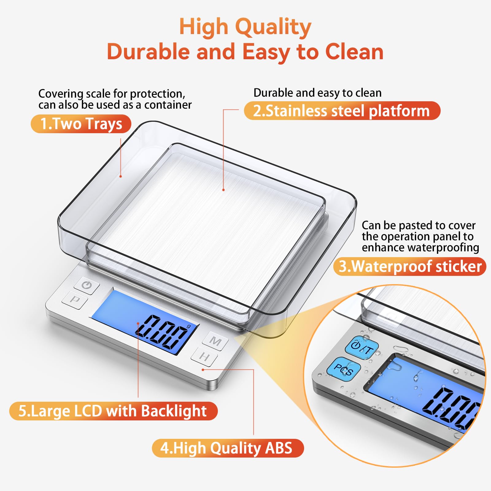 BOMATA 0.01g/1kg Upgraded Small Digital Scale, USB Rechargeable, with Larger Display and Hold,Tare Function, 9 Units, High Precision Digital Scale Grams and oz for Small Item, Kitchen…