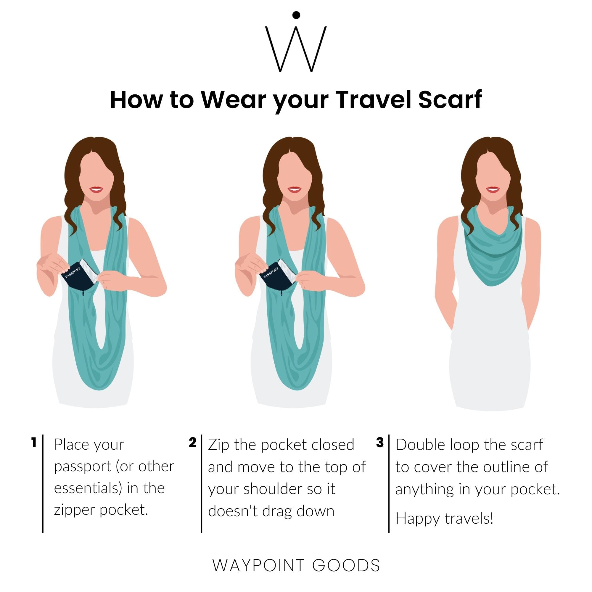 WAYPOINT GOODS Infinity Scarf with Pocket - Stylish Travel Loop Scarf for Women (Sienna)