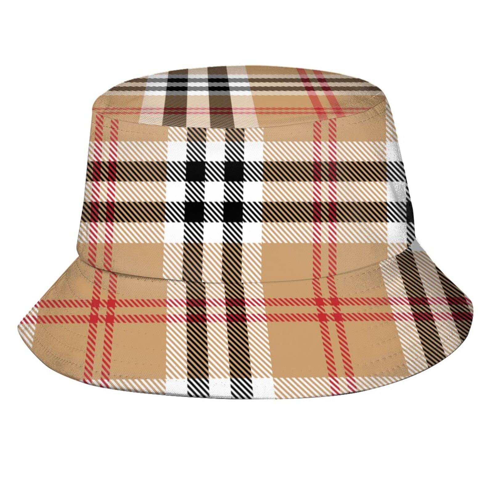 Classic Tartan Print Bucket Hat Sun Protection Packable Plaid Hat Summer Hat Unisex Outdoor Travel Fashion Comfortable for Women Men