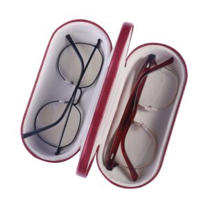 rurauogr double glasses case hard shell dual eyeglasses case protective for 2 pairs of glasses (not suitable for sunglasses) (red)