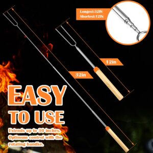 10 Pack 32 Inch Marshmallow Roasting Sticks Bulk, Smores Skewers for Fire Pit Kit, Hot Dog Camping Skewers Accessories Campfire Marshmellow Extendable Forks Bbq Tools Smores Sticks