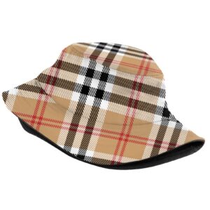 Classic Tartan Print Bucket Hat Sun Protection Packable Plaid Hat Summer Hat Unisex Outdoor Travel Fashion Comfortable for Women Men