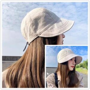 2024 New Womens Sun Hats Women's Outdoor UV-Protection-Foldable Beach Hats,Wide Brim Summer Fisherman's Caps UPF 50+ Beige