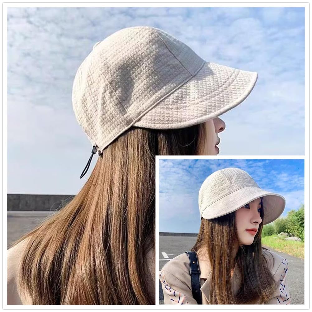 2024 New Womens Sun Hats Women's Outdoor UV-Protection-Foldable Beach Hats,Wide Brim Summer Fisherman's Caps UPF 50+ Beige