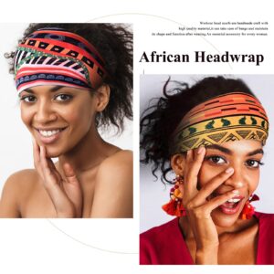 Carede African Headbands Wide Head Wraps for women Boho Turban Head Bands for Lady Large Sport Workout Stretchy Non-slip Hair Bands,Pack of 8