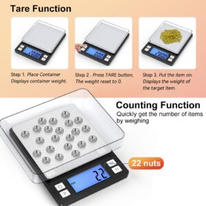 BOMATA 0.01g/1kg Upgraded Small Digital Scale, USB Rechargeable, with Larger Display and Hold,Tare Function, 9 Units, High Precision Digital Scale Grams and oz for Small Item, Kitchen…