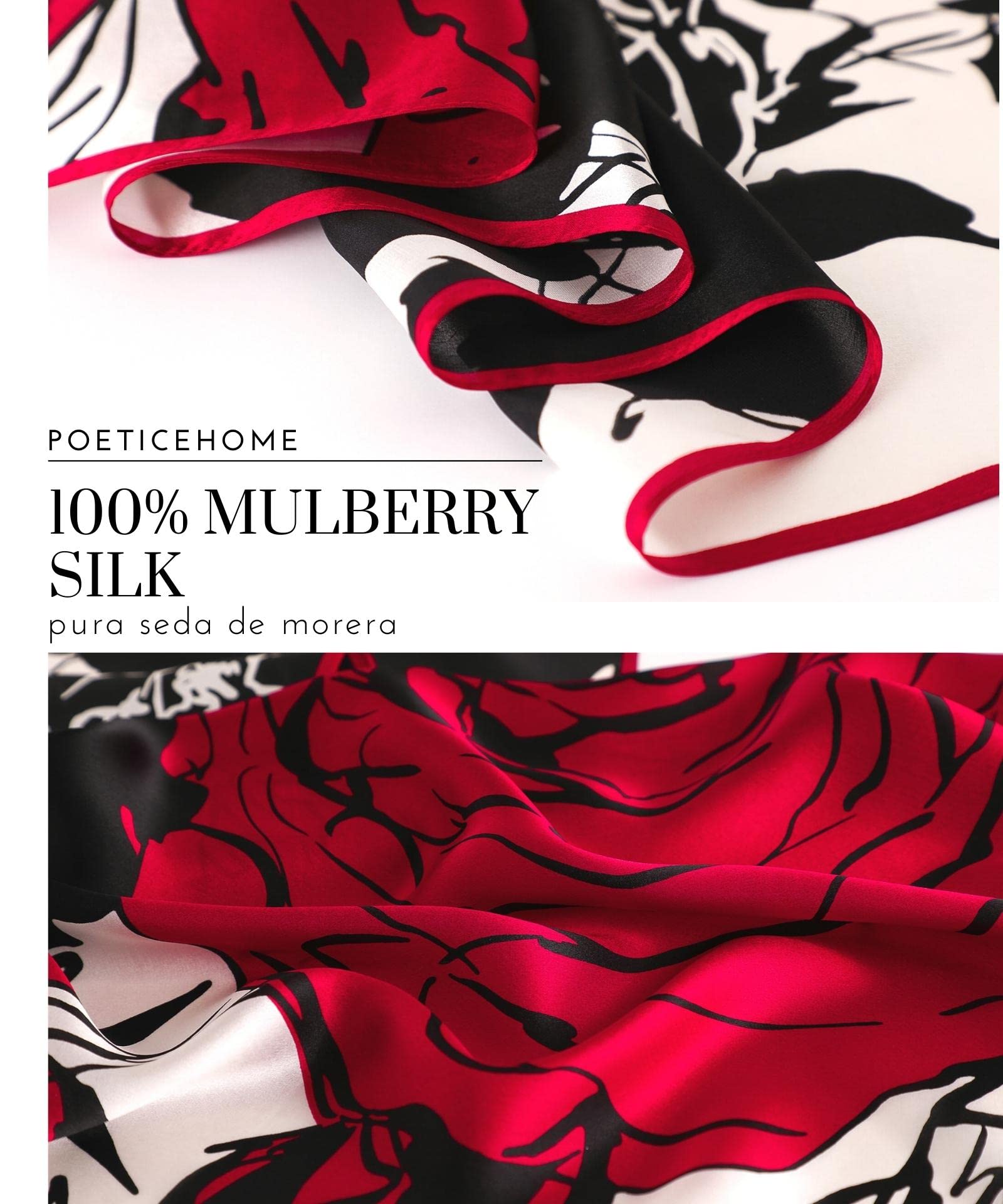 PoeticEHome 100% Mulberry Silk Long Scarf - Women's Large Oblong Shawl for Head, Neck, and Hair Wrap, with Gift Packaging