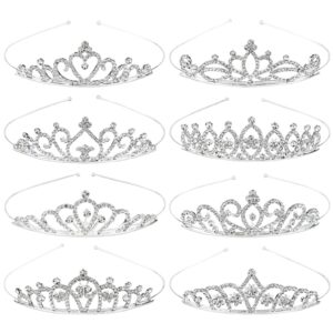 cinaci 8 pack silver metal sparkly glitter rhinestone crown headbands wedding prom birthday party princess hair tiaras clasps accessories for kids girls teens women brides