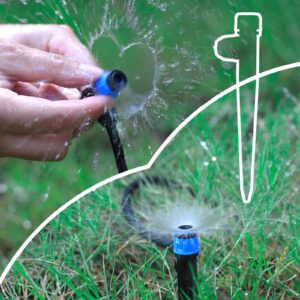 Drip Irrigation Emitters with Adjustable 360 Degree Water Flow Drippers Sprayer for 1/4 inch Tubing, Garden Drippers Sprayer Perfect for House Garden Watering System. (25pcs-Blue 360 Degree Sprayer)