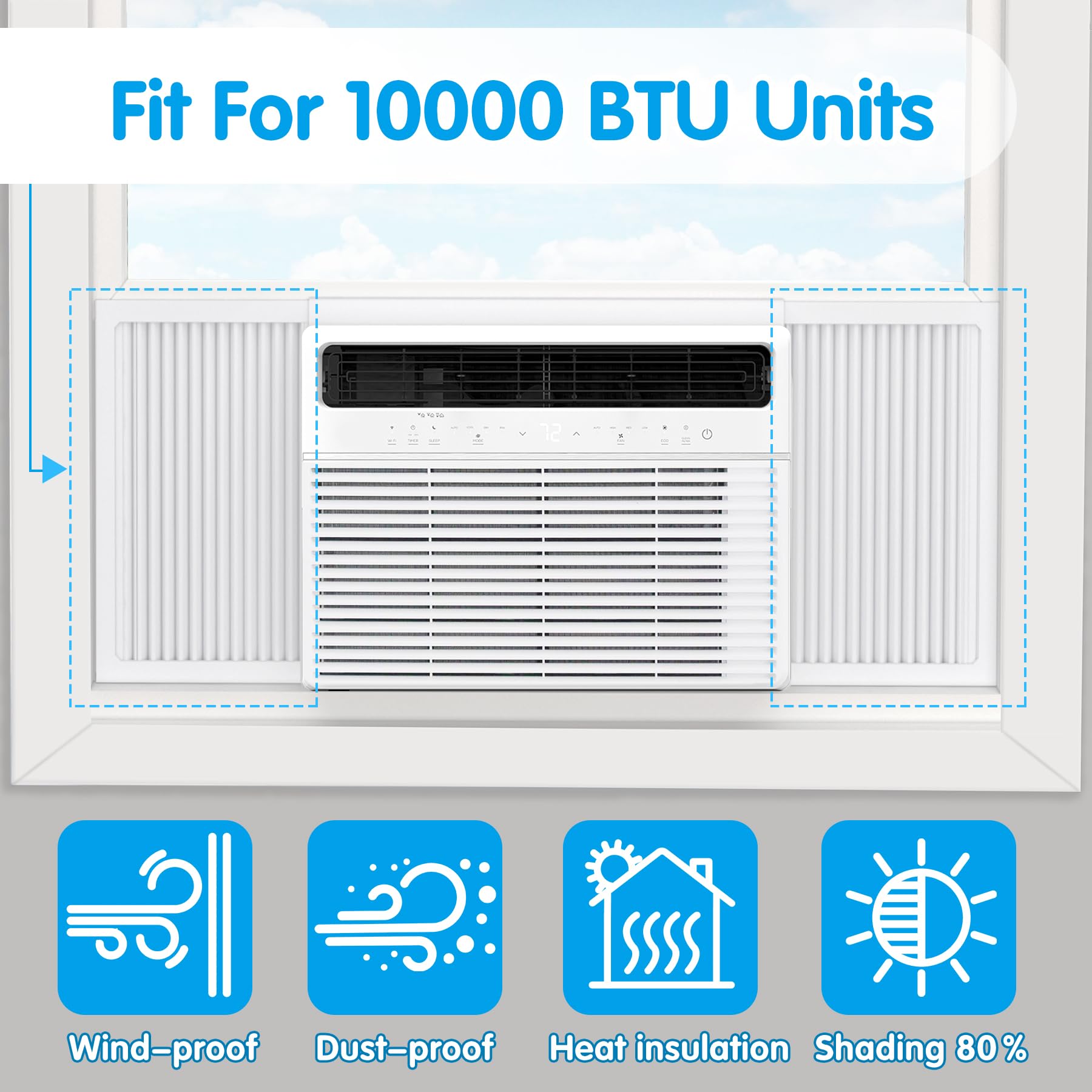 Air Jade Window Air Conditioner Side Panels with Frame, Window AC Side Panel Set for 10,000 Btu Units, Room Air Conditioner Accordion Filler Curtain Replacement Kit