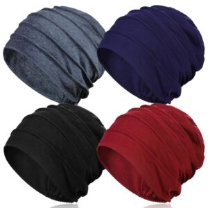 kisumthy 4 pieces cotton slouchy chemo beanies, chemo headwear cancel hats for women with hair loss