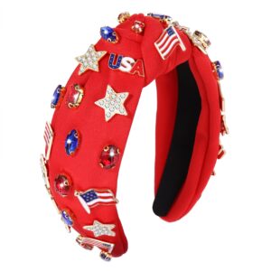 4 th of july headband for women american flag knottted headband star usa charm fourth of july patriotic headband red white and blue headband accessories gift