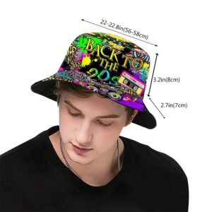 Fashion Retro 80s 90s Bucket Hat for Men Women Packable Sun Cap Rave Party Outfit Accessories Fisherman Hat…