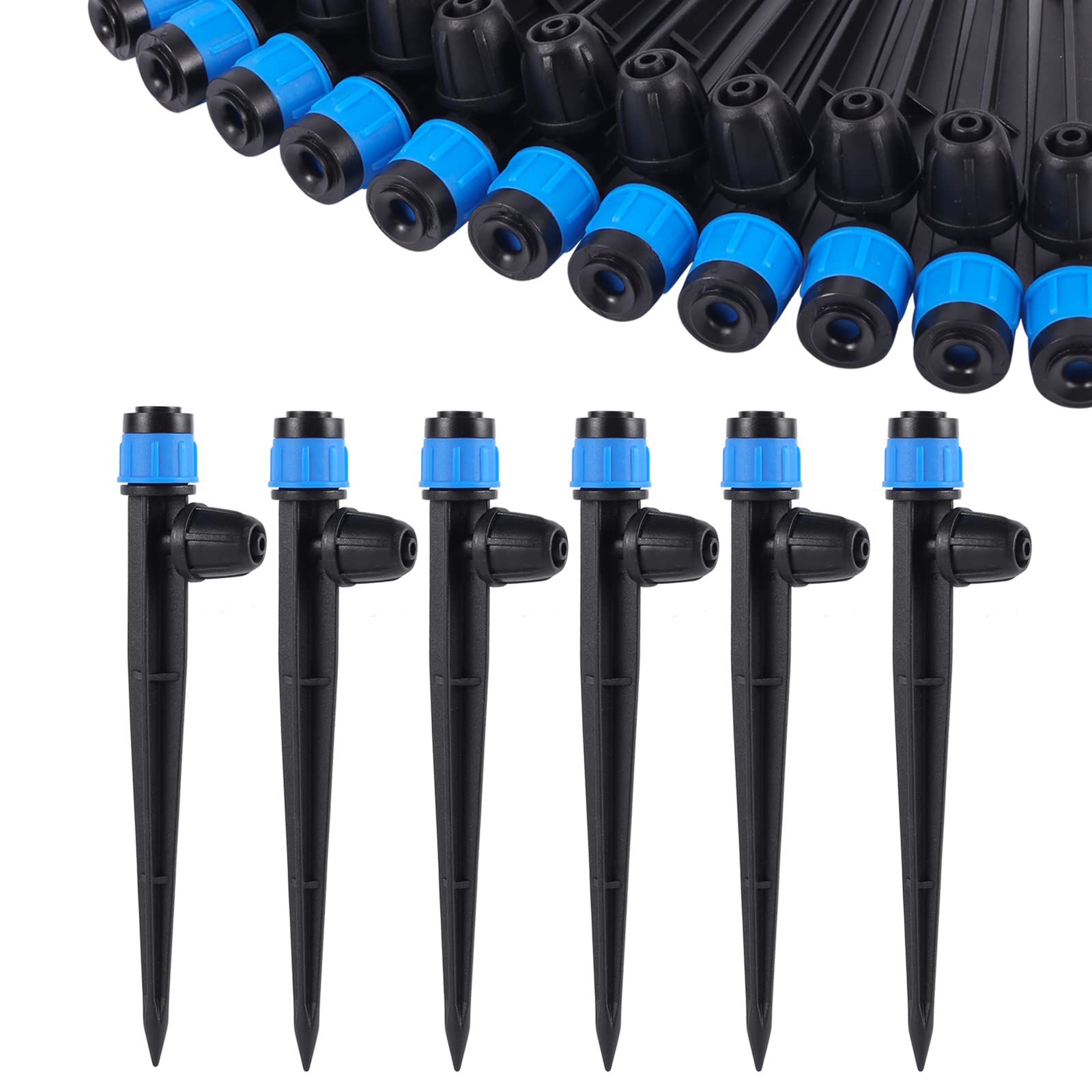 Drip Irrigation Emitters with Adjustable 360 Degree Water Flow Drippers Sprayer for 1/4 inch Tubing, Garden Drippers Sprayer Perfect for House Garden Watering System. (25pcs-Blue 360 Degree Sprayer)