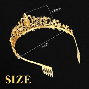 Tigeen 20 Pcs Crystal Tiara Crowns Princess Crown for Women Crown with Combs Rhinestone Princess Tiara Bride Crown for Birthday Party Bridal Wedding Prom Hair Accessories(Gold)