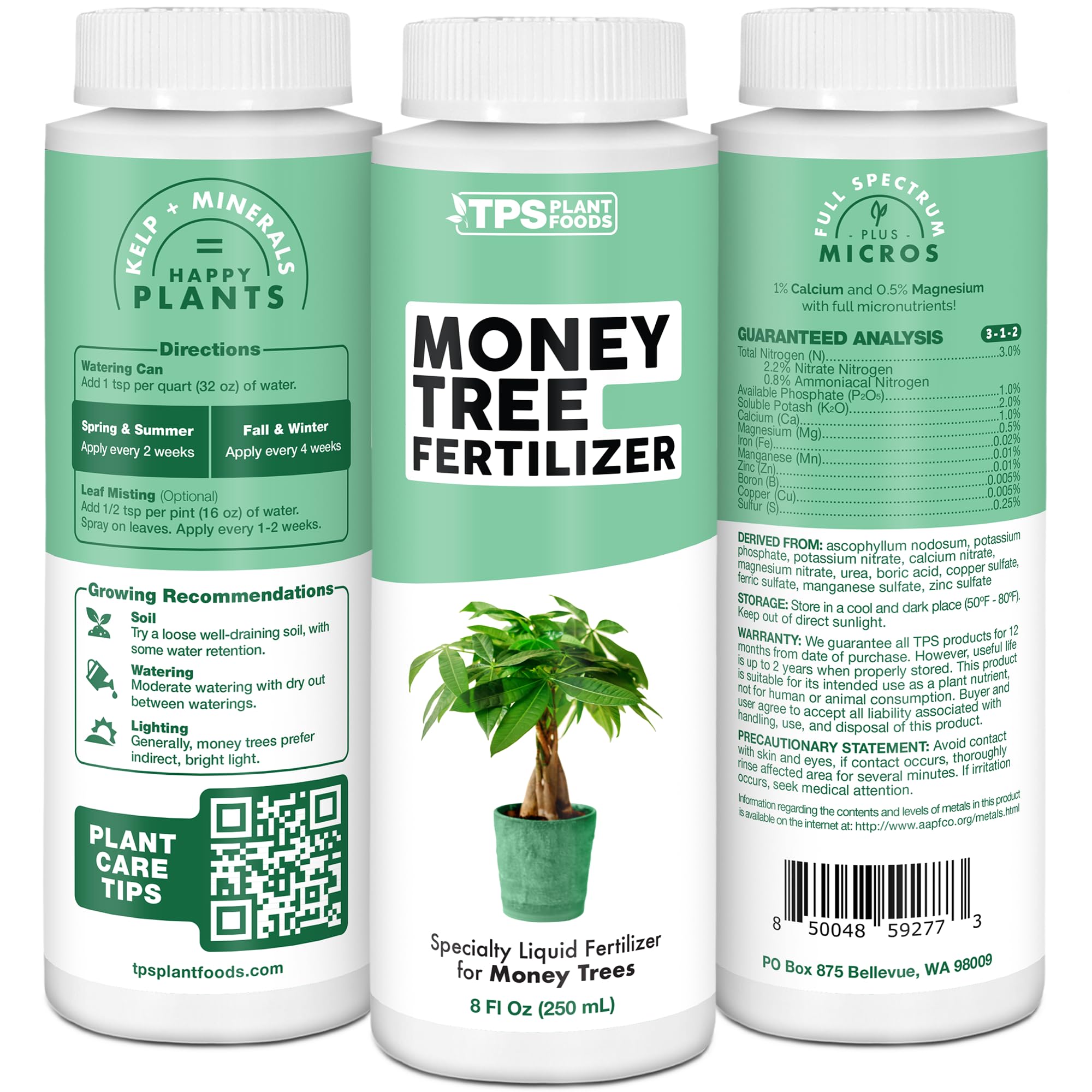 Money Tree Fertilizer for Money Trees and All Pachira Plants, Liquid Plant Food 8 oz (250mL)