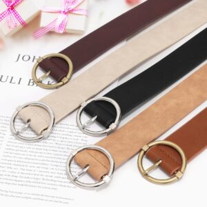 XZQTIVE Women Belts for Jeans Dress Casual Women Leather Belts with O-Ring Buckle 1.42" Width Plus Size Ladies Waist Belts,brown