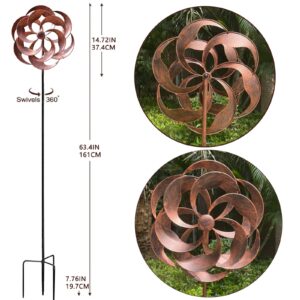 LERFUGI 360 Degrees Metal Swivel Classical Wind Spinner Willow Leaves for Patio Lawn Outdoor Yard Lawn Garden