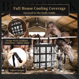 Bloomoak Adjustable Box-Fan-Holder for Horse Stall, Cool Whole House Coverage,Fits 20x20" Fans,Black,Large 27x27" (Black*2)