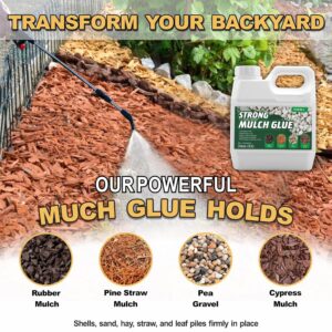 Oycevila Strong Concentrate Mulch Glue, Gravel Binder Mulch Glue, Non-Toxic Mulch Glue, Mulch Landscape Lock Adhesive Pea Gravel Stabilizer, Mulch Rock Glue for Landscaping Pea Gravel & Bark