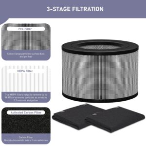 Ontheone 50250-S HEPA Filters Replacement & Carbon Pre-Filter Set Compatible with Honey-well 24000 24500 50250-S 52500 Air Cleaner Purifier, Part Number 24000, (1 HEPA + 2 Carbon Pre-Filter)