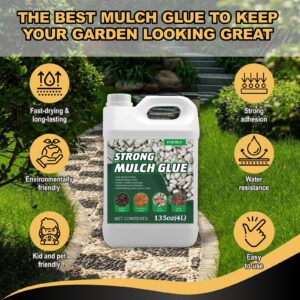 Oycevila Strong Concentrate Mulch Glue, Gravel Binder Mulch Glue, Non-Toxic Mulch Glue, Mulch Landscape Lock Adhesive Pea Gravel Stabilizer, Mulch Rock Glue for Landscaping Pea Gravel & Bark