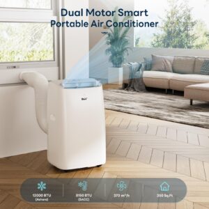 DuraComfort Portable Air Conditioner, 12000 BTU(ASHRAE) /8150 BTU (SACC) Smart AC Unit, Built-in Dehumidifier and Fan Modes, Mobile App, Cools up to 350 Sq.Ft, White